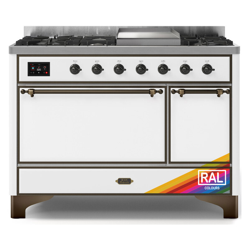 ILVE UM12FDQNS3RABLP Majestic II 48" Dual Fuel Range (Liquid Propane, Solid Door, RAL, Burnished)