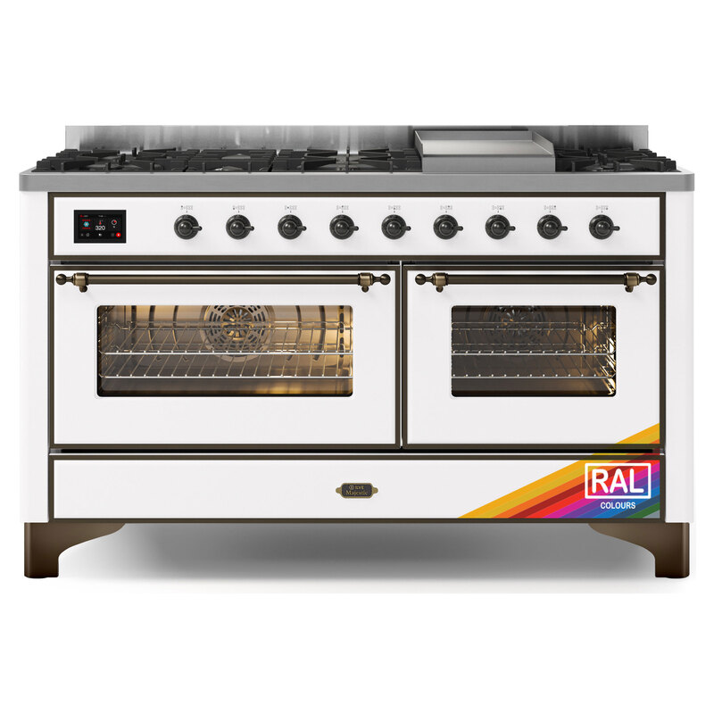 ILVE UM15FDNS3RABLP Majestic II 60" Dual Fuel Range (Liquid Propane, Triple Glass Door, RAL, Burnished)