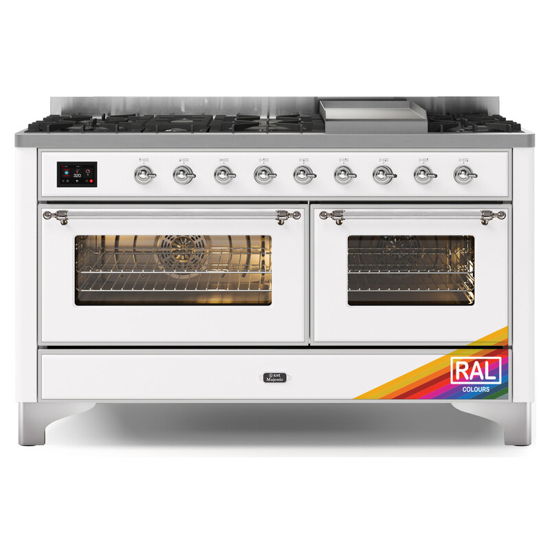 ILVE UM15FDNS3RACLP Majestic II 60" Dual Fuel Range (Liquid Propane, Triple Glass Door, RAL, Chrome)