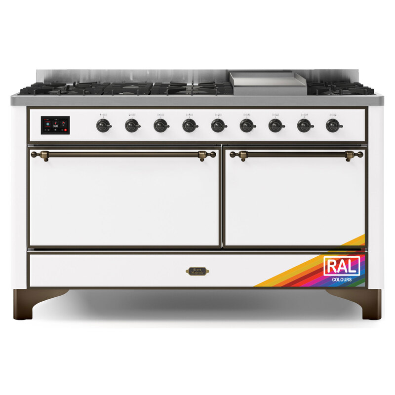 ILVE UM15FDQNS3RABLP Majestic II 60" Dual Fuel Range (Liquid Propane, Solid Door, RAL, Burnished)