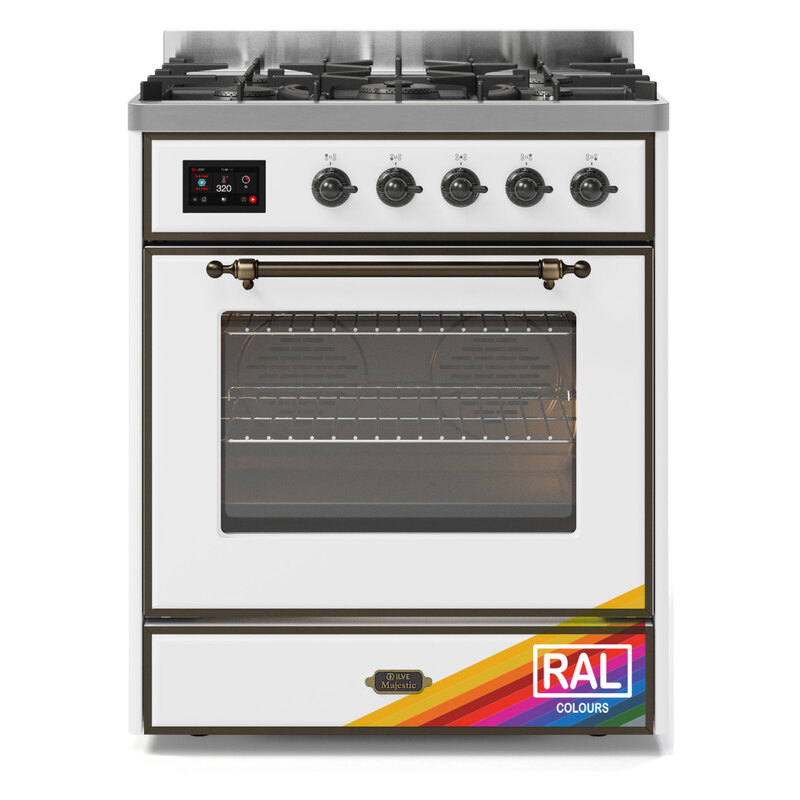 ILVE UM30DNE3RABLP Majestic II 30" Dual Fuel Range (Liquid Propane, Triple Glass Door, RAL, Burnished)