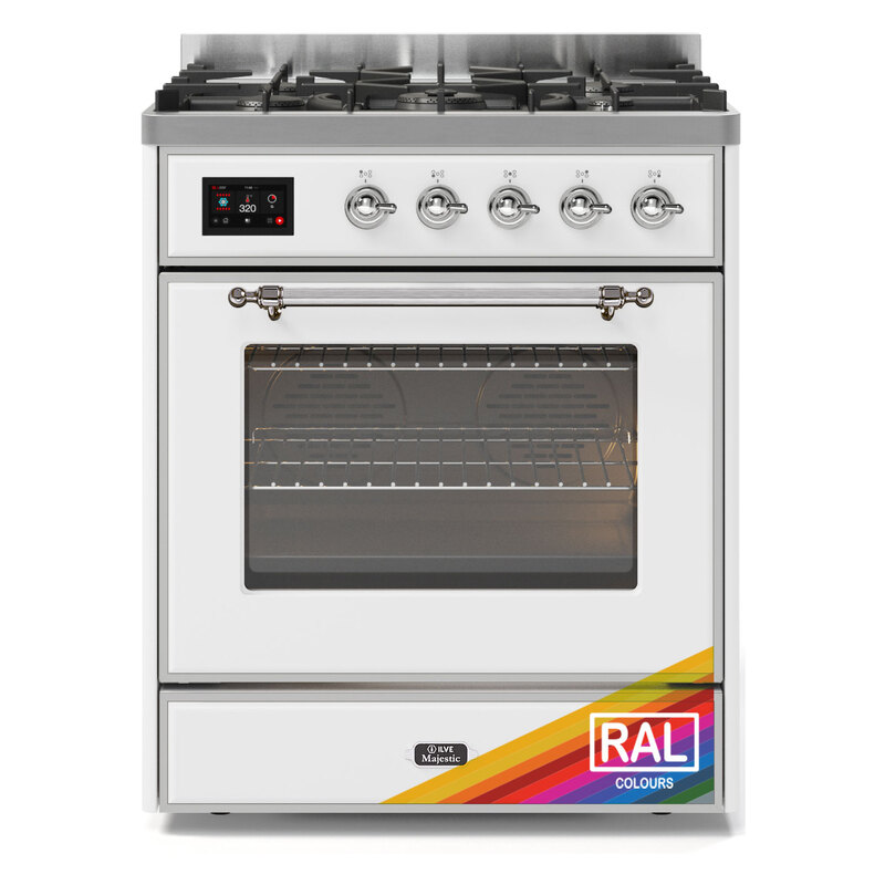 ILVE UM30DNE3RACLP Majestic II 30" Dual Fuel Range (Liquid Propane, Triple Glass Door, RAL, Chrome)