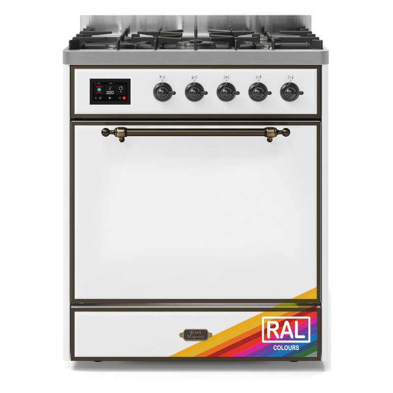 ILVE UM30DQNE3RABLP Majestic II 30" Dual Fuel Range (Liquid Propane, Solid Door, RAL, Burnished)