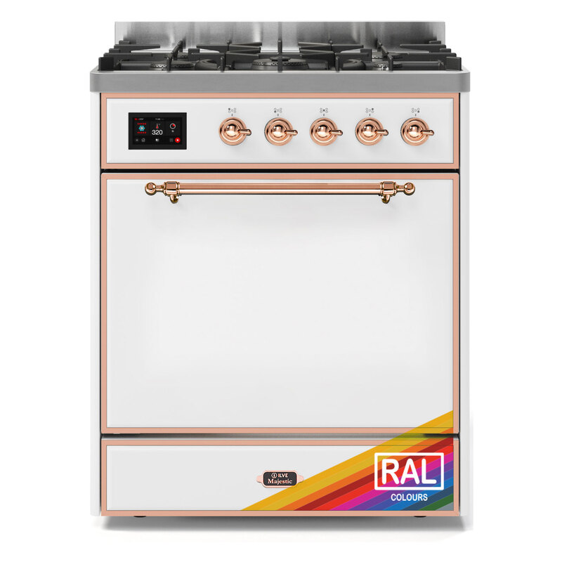 ILVE UM30DQNE3RAPLP Majestic II 30" Dual Fuel Range (Liquid Propane, Solid Door, RAL, Copper)