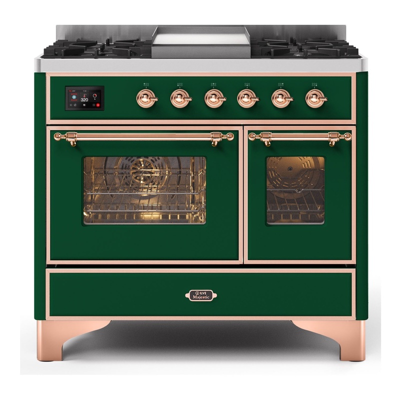 ILVE UMD10FDNS3EGPLP Majestic II 40" Dual Fuel Range (Liquid Propane, Triple Glass Door, Emerald Green, Copper)