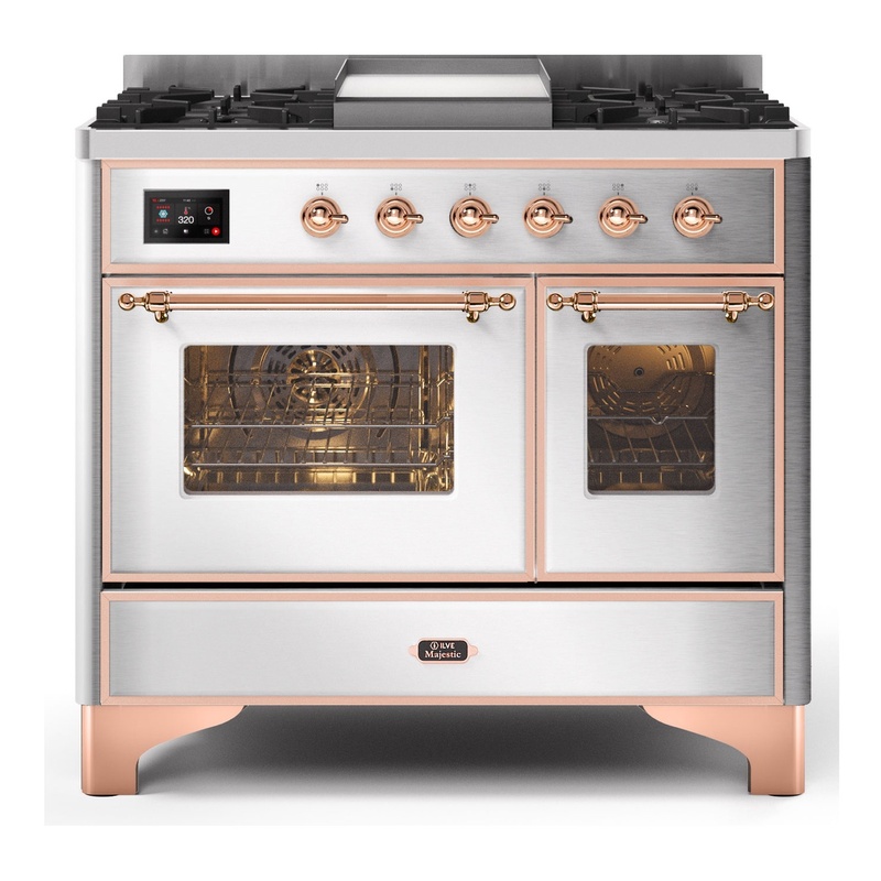 ILVE UMD10FDNS3SSPLP Majestic II 40" Dual Fuel Range (Liquid Propane, Triple Glass Door, Stainless Steel, Copper)