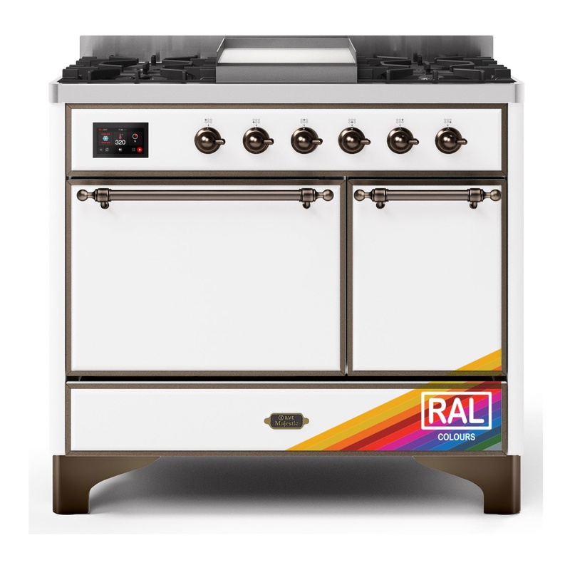 ILVE UMD10FDQNS3RABLP Majestic II 40" Dual Fuel Range (Liquid Propane, Solid Door, RAL, Burnished)