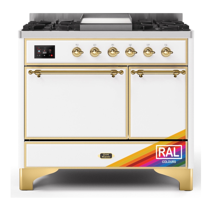 ILVE UMD10FDQNS3RAGLP Majestic II 40" Dual Fuel Range (Liquid Propane, Solid Door, RAL, Brass)