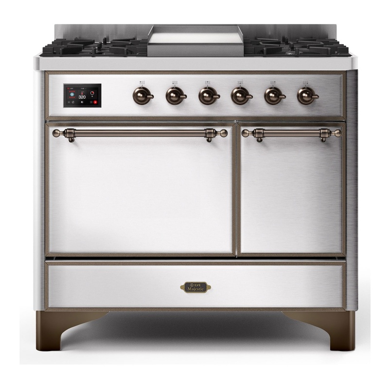 ILVE UMD10FDQNS3SSBLP Majestic II 40" Dual Fuel Range (Liquid Propane, Solid Door, Stainless Steel, Burnished)