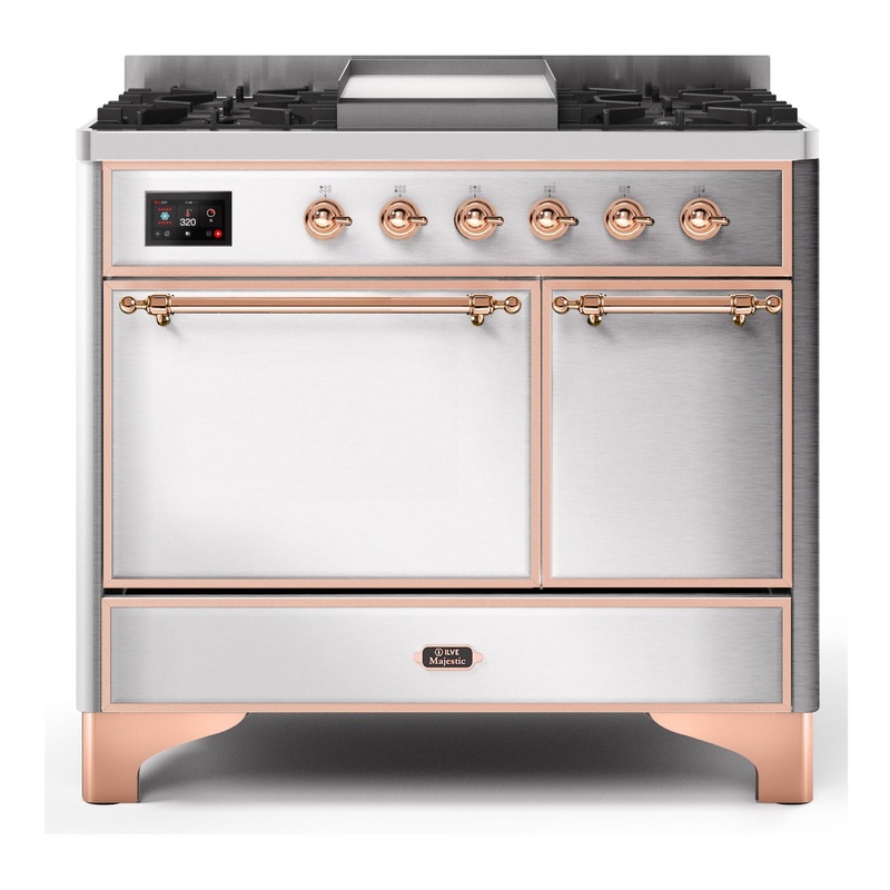 ILVE UMD10FDQNS3SSPLP Majestic II 40" Dual Fuel Range (Liquid Propane, Solid Door, Stainless Steel, Copper)