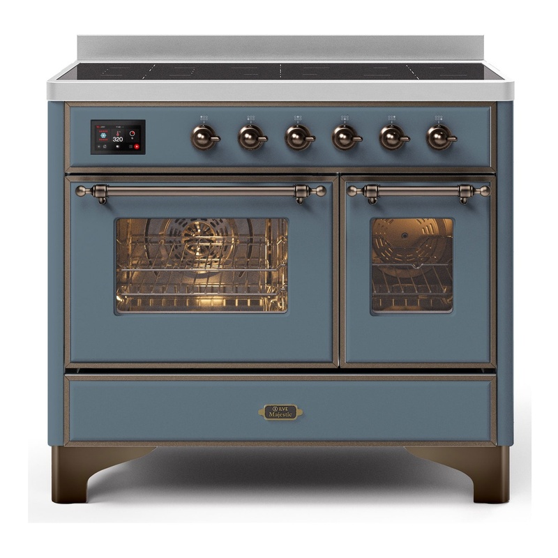 ILVE UMDI10NS3BGB Majestic II 40" Induction Range with 6 Elements, Booster Function, Bridge Control, Residual Heat Indicator (Triple Glass Door, Blue Grey, Burnished)