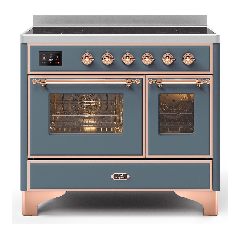 ILVE UMDI10NS3BGP Majestic II 40" Induction Range with 6 Elements, Booster Function, Bridge Control, Residual Heat Indicator (Triple Glass Door, Blue Grey, Copper)