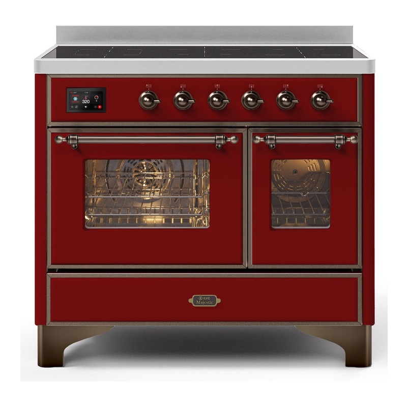 ILVE UMDI10NS3BUB Majestic II 40" Induction Range with 6 Elements, Booster Function, Bridge Control, Residual Heat Indicator (Triple Glass Door, Burgundy, Burnished)