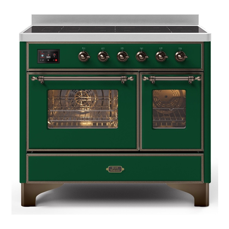 ILVE UMDI10NS3EGB Majestic II 40" Induction Range with 6 Elements, Booster Function, Bridge Control, Residual Heat Indicator (Triple Glass Door, Emerald Green, Burnished)