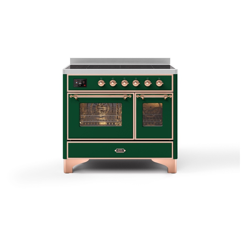 ILVE UMDI10NS3EGP Majestic II 40" Induction Range with 6 Elements, Booster Function, Bridge Control, Residual Heat Indicator (Triple Glass Door, Emerald Green, Copper)