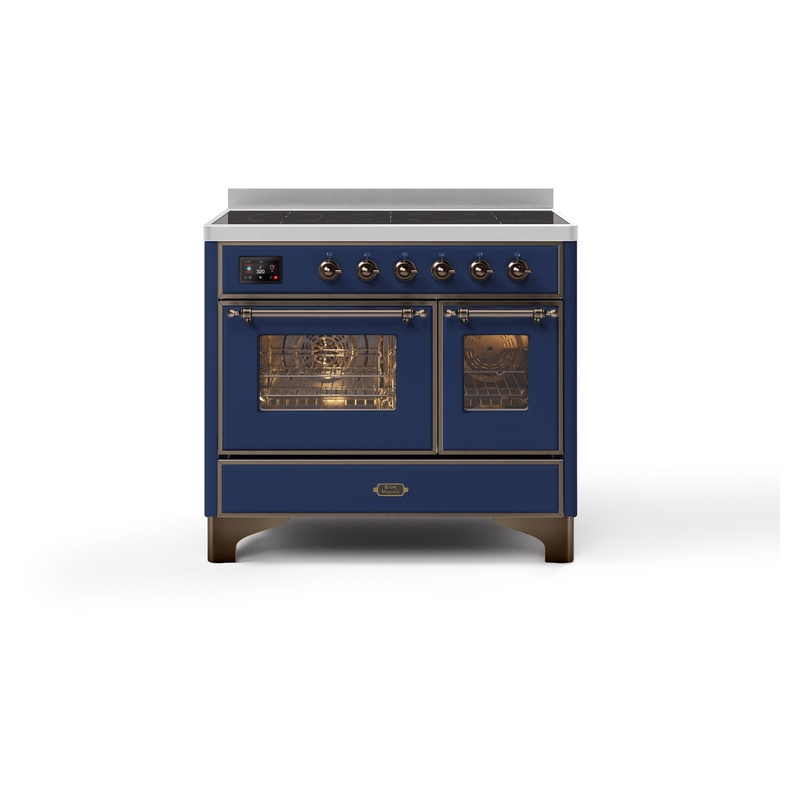 ILVE UMDI10NS3MBB Majestic II 40" Induction Range with 6 Elements, Booster Function, Bridge Control, Residual Heat Indicator (Triple Glass Door, Midnight Blue, Burnished)