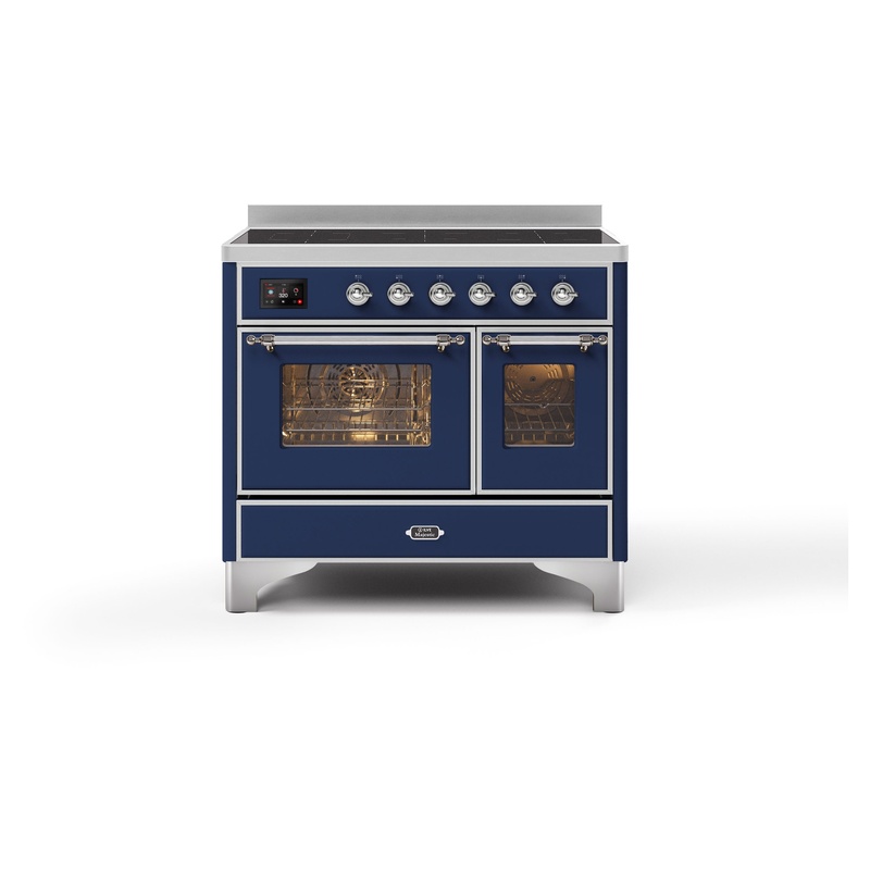 ILVE UMDI10NS3MBC Majestic II 40" Induction Range with 6 Elements, Booster Function, Bridge Control, Residual Heat Indicator (Triple Glass Door, Midnight Blue, Chrome)