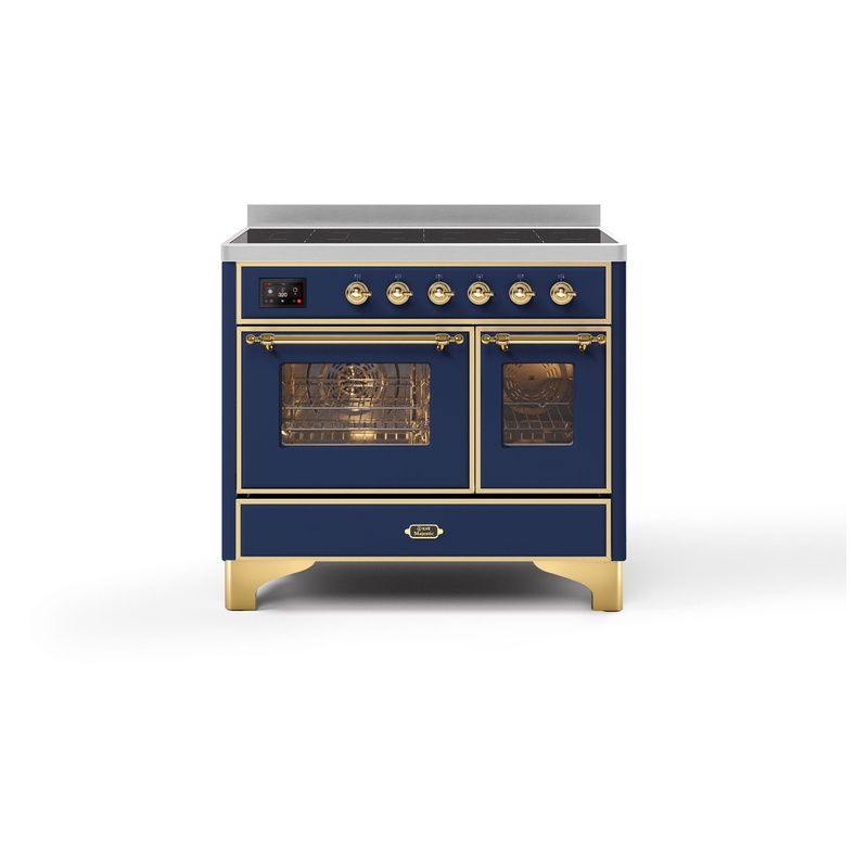 ILVE UMDI10NS3MBG Majestic II 40" Induction Range with 6 Elements, Booster Function, Bridge Control, Residual Heat Indicator (Triple Glass Door, Midnight Blue, Brass)