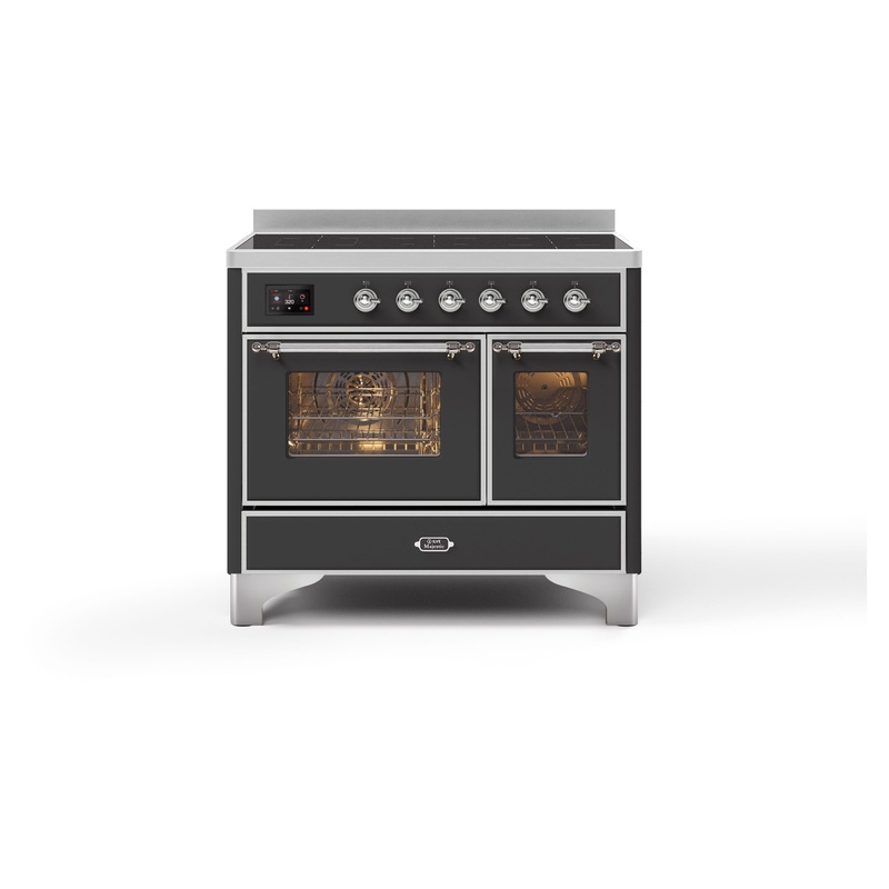 ILVE UMDI10NS3MGC Majestic II 40" Induction Range (Triple Glass Door, Graphite Matte, Chrome)