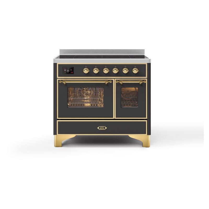 ILVE UMDI10NS3MGG Majestic II 40" Induction Range (Triple Glass Door, Graphite Matte, Brass)