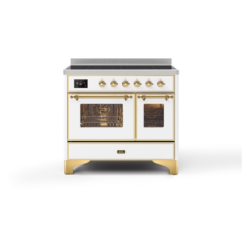 ILVE UMDI10NS3WHG Majestic II 40" Induction Range (Triple Glass Door, White, Brass)