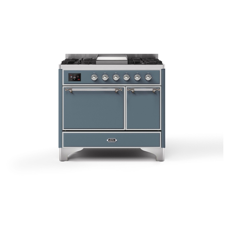 ILVE UMDI10QNS3BGC Majestic II 40" Induction Range (Solid Door, Blue Grey, Chrome)