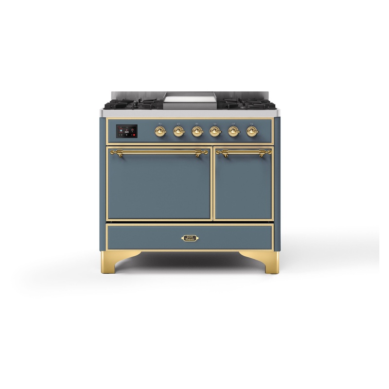 ILVE UMDI10QNS3BGG Majestic II 40" Induction Range (Solid Door, Blue Grey, Brass)