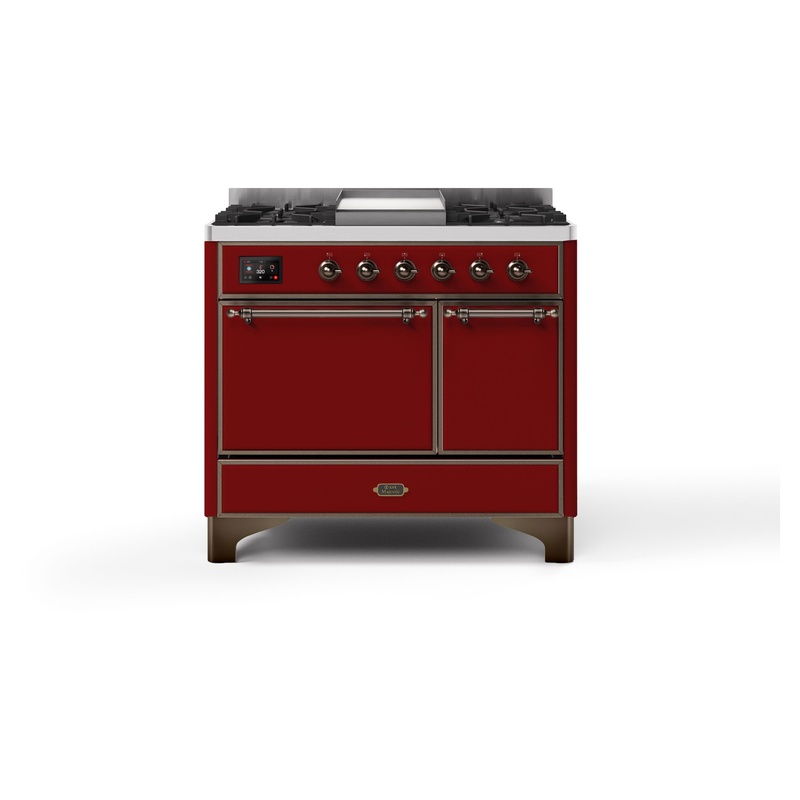 ILVE UMDI10QNS3BUB Majestic II 40" Induction Range (Solid Door, Burgundy, Burnished)