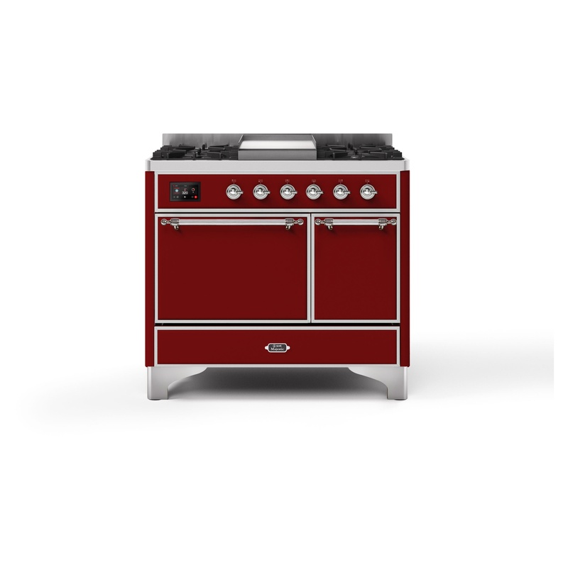 ILVE UMDI10QNS3BUC Majestic II 40" Induction Range (Solid Door, Burgundy, Chrome)