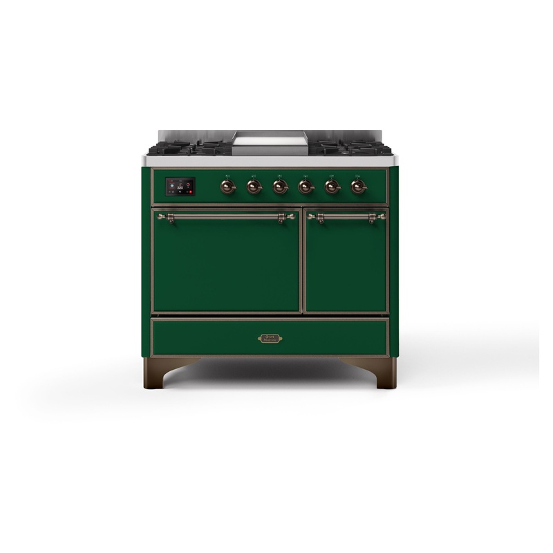 ILVE UMDI10QNS3EGB Majestic II 40" Induction Range (Solid Door, Emerald Green, Burnished)