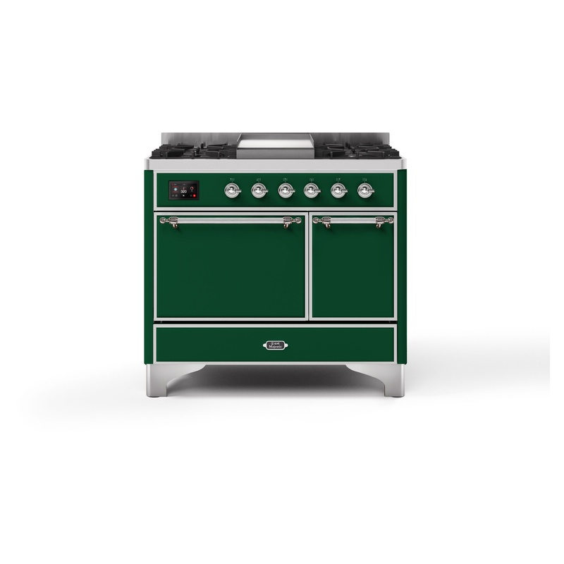 ILVE UMDI10QNS3EGC Majestic II 40" Induction Range (Solid Door, Emerald Green, Chrome)