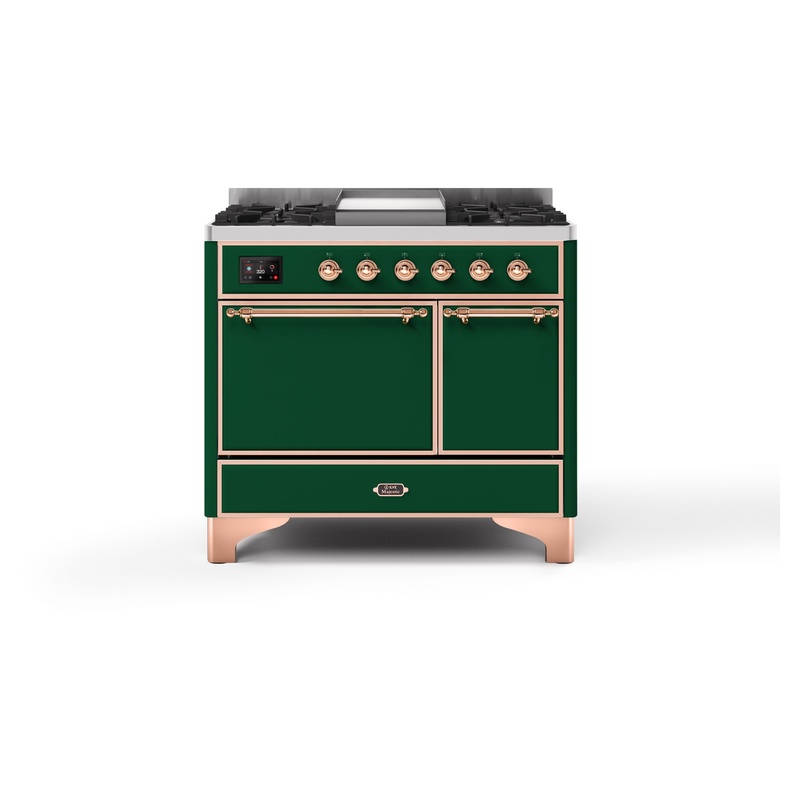 ILVE UMDI10QNS3EGP Majestic II 40" Induction Range (Solid Door, Emerald Green, Copper)