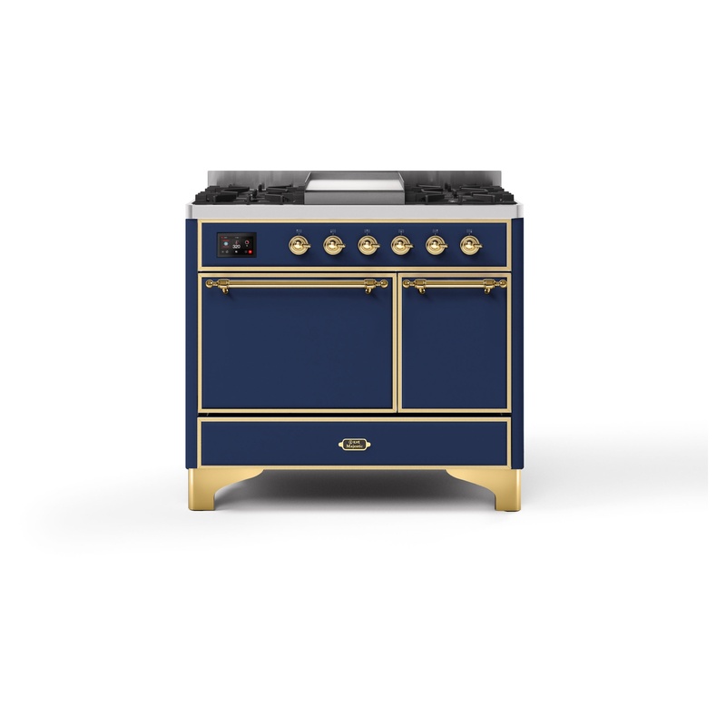 ILVE UMDI10QNS3MBG Majestic II 40" Induction Range (Solid Door, Midnight Blue, Brass)