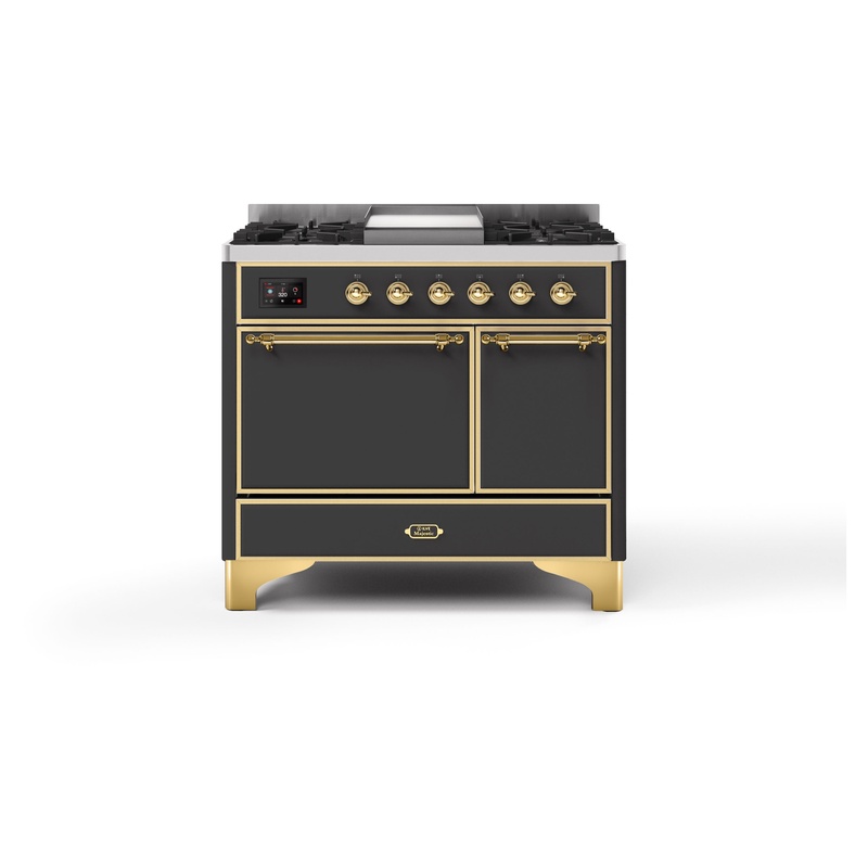 ILVE UMDI10QNS3MGG Majestic II 40" Induction Range (Solid Door, Graphite Matte, Brass)