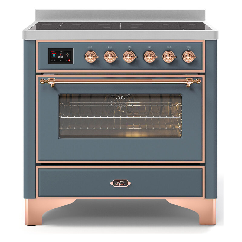 ILVE UMI09NS3BGP Majestic II 36" Induction Range (Triple Glass Door, Blue Grey, Copper)