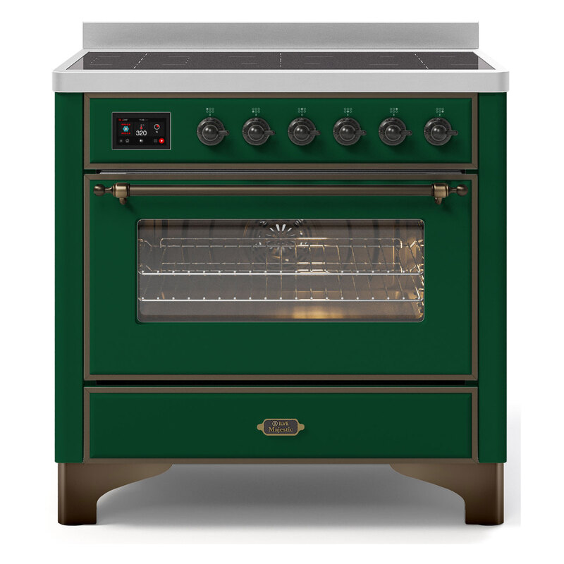 ILVE UMI09NS3EGB Majestic II 36" Induction Range (Triple Glass Door, Emerald Green, Burnished)