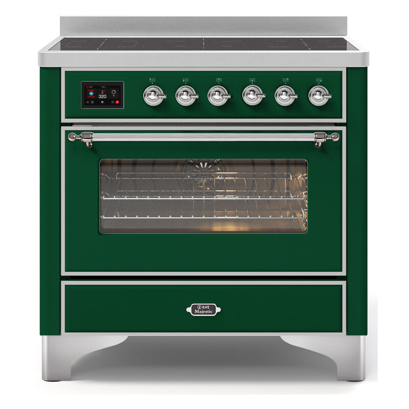 ILVE UMI09NS3EGC Majestic II 36" Induction Range (Triple Glass Door, Emerald Green, Chrome)