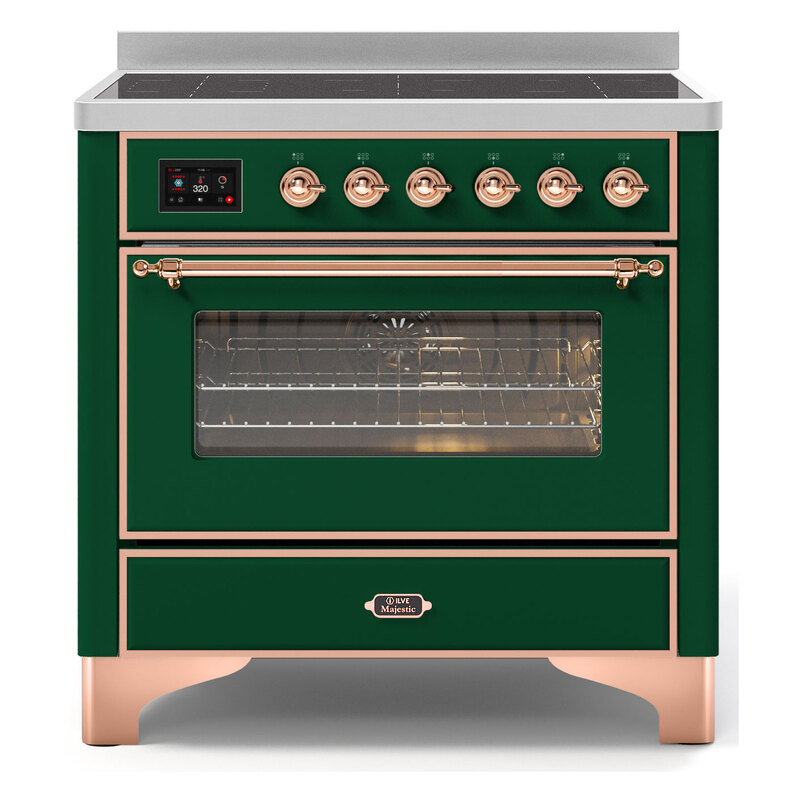 ILVE UMI09NS3EGP Majestic II 36" Induction Range (Triple Glass Door, Emerald Green, Copper)