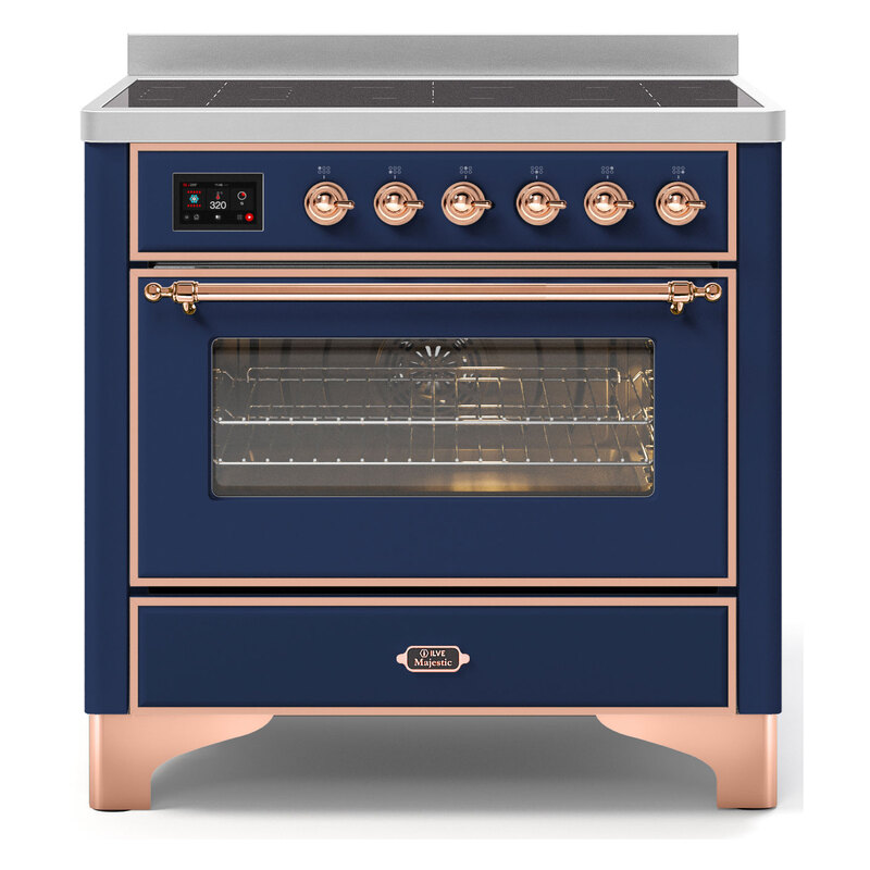 ILVE UMI09NS3MBP Majestic II 36" Induction Range (Triple Glass Door, Midnight Blue, Copper)