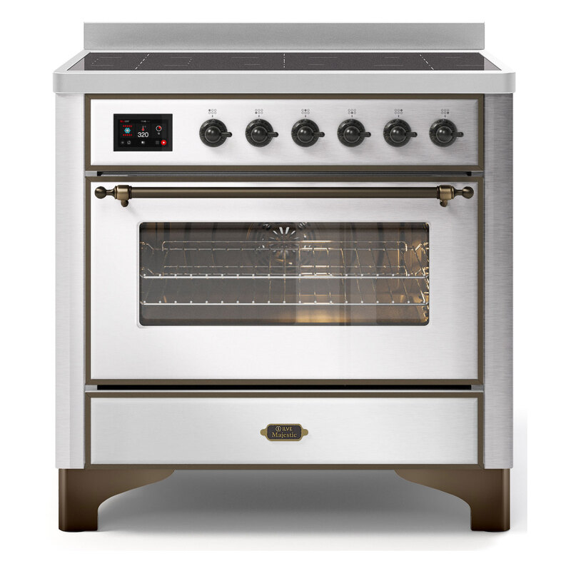 ILVE UMI09NS3SSB Majestic II 36" Induction Range (Triple Glass Door, Stainless Steel, Burnished)