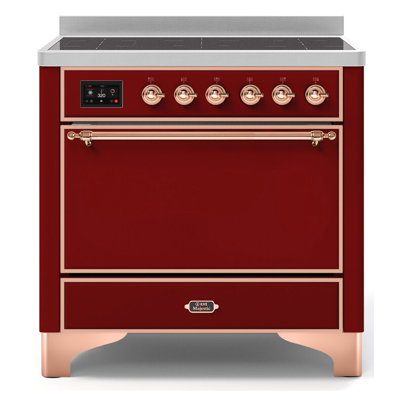 ILVE UMI09QNS3BUP Majestic II 36" Induction Range (Solid Door, Burgundy, Copper)