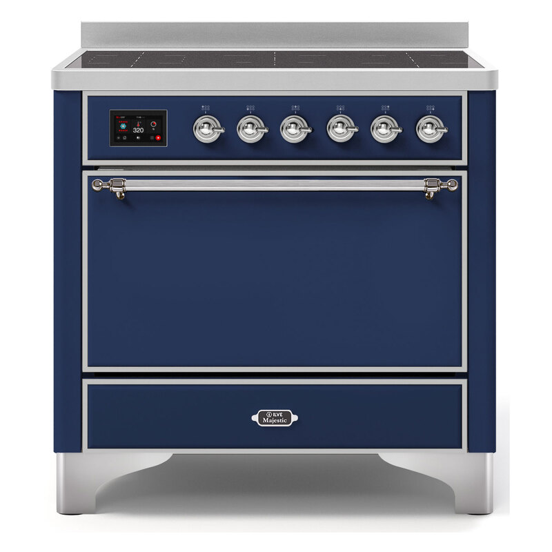 ILVE UMI09QNS3MBC Majestic II 36" Induction Range (Solid Door, Midnight Blue, Chrome)