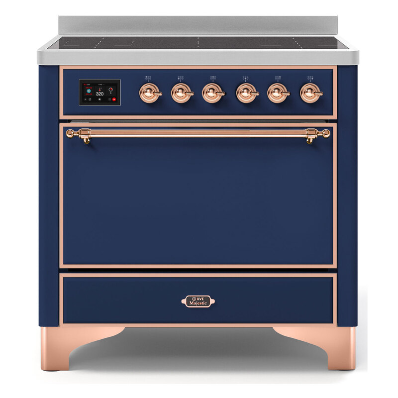 ILVE UMI09QNS3MBP Majestic II 36" Induction Range (Solid Door, Midnight Blue, Copper)