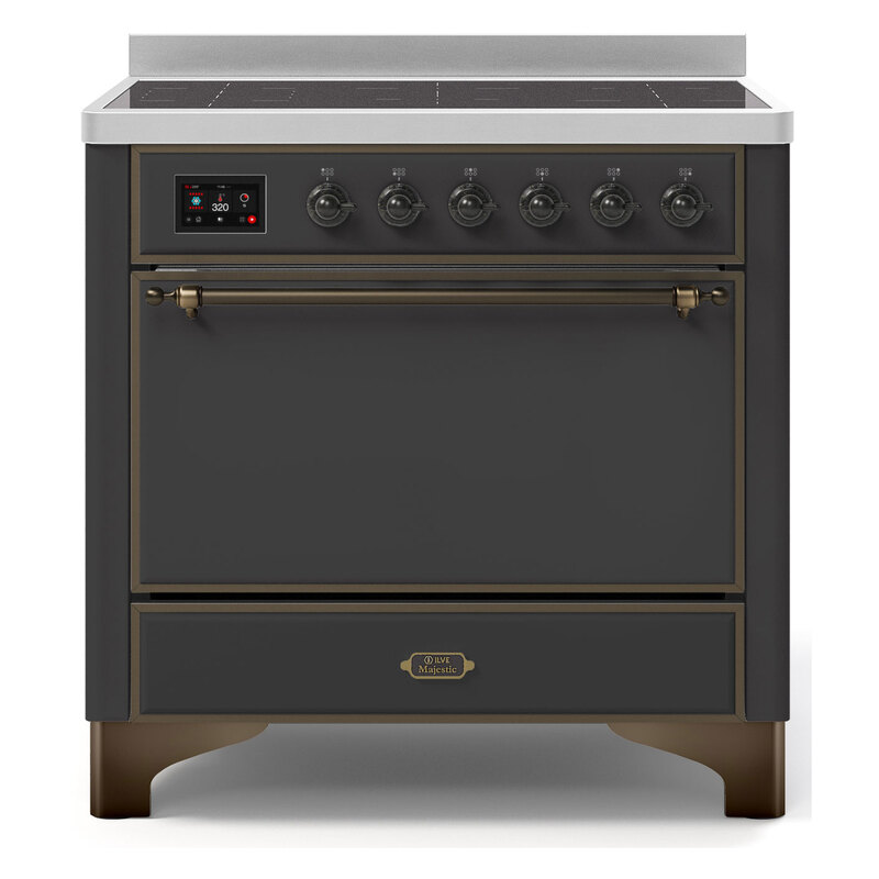 ILVE UMI09QNS3MGB Majestic II 36" Induction Range (Solid Door, Graphite Matte, Burnished)