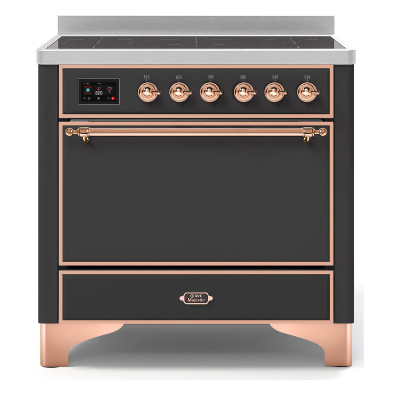 ILVE UMI09QNS3MGP Majestic II 36" Induction Range (Solid Door, Graphite Matte, Copper)