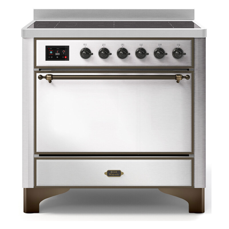 ILVE UMI09QNS3SSB Majestic II 36" Induction Range (Solid Door, Stainless Steel, Burnished)