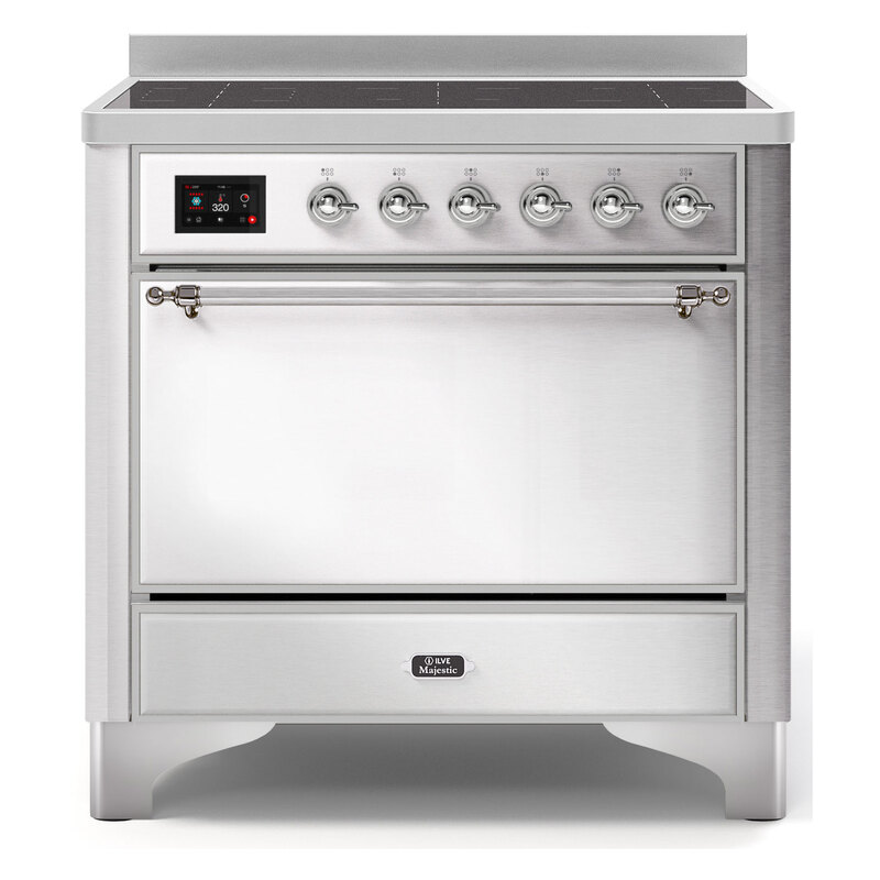 ILVE UMI09QNS3SSC Majestic II 36" Induction Range (Solid Door, Stainless Steel, Chrome)