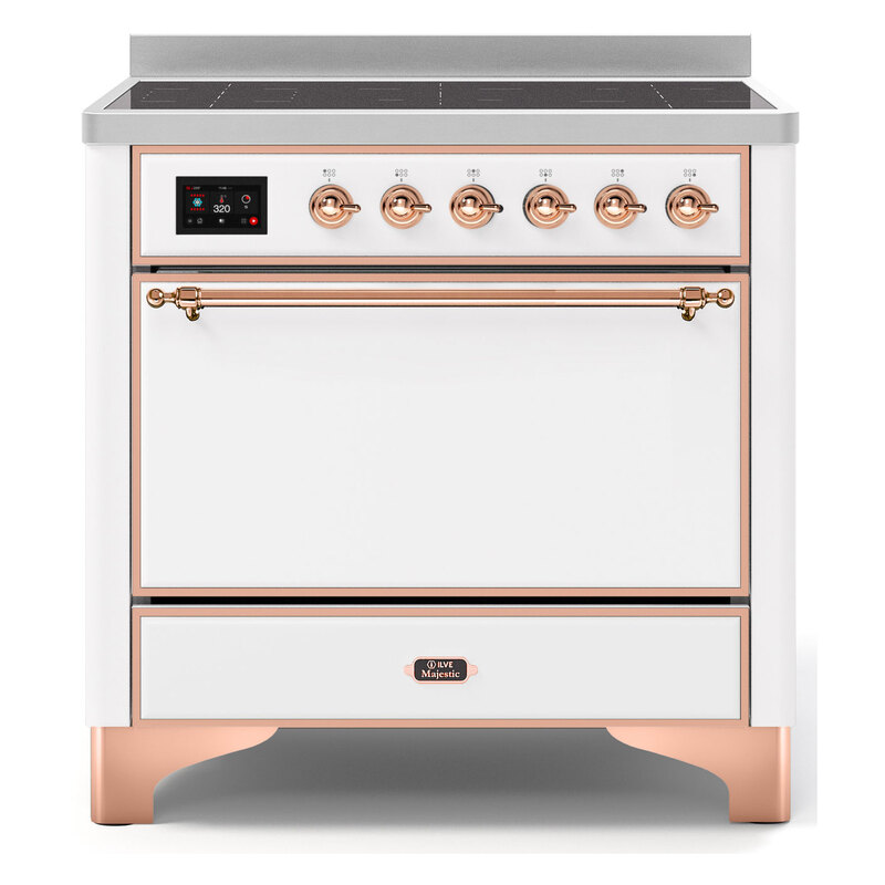 ILVE UMI09QNS3WHP Majestic II 36" Induction Range (Solid Door, White, Copper)