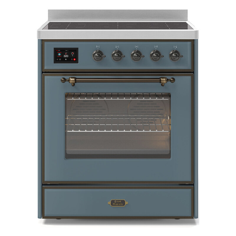 ILVE UMI30NE3BGB Majestic II 30" Induction Range (Triple Glass Door, Blue Grey, Burnished)