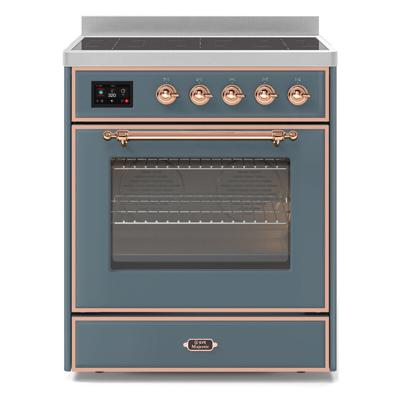 ILVE UMI30NE3BGP Majestic II 30" Induction Range (Triple Glass Door, Blue Grey, Copper)